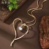 New Hollow Exaggerated Geometric Love Long Pendant, Women's High Sense Hollow Heart Long Necklace