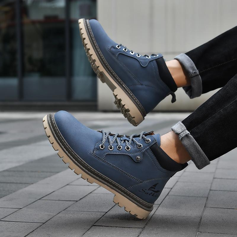 Stivali da Uomo Artigianali alla Caviglia Inverno Scarpe in Pelle Autunno Stivali da Trekking Outdoor Sneakers Hombres Botas Top Alto Calzature Antiscivolo