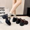 Damen Einzelne Schuhe mit Rutschfester Runder Zehenpartie Mary Jane Mittelhohe Absätze Frühling Herbst Outdoor Pendeln PU Leder Retro Freizeitschuhe