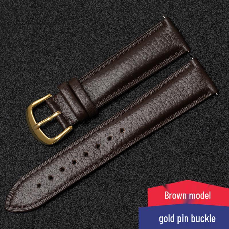 Lychee Pattern Genuine Leather Watch Strap - Soft, Breathable, Quick Release, Double-Sided Cowhide for Men & Women