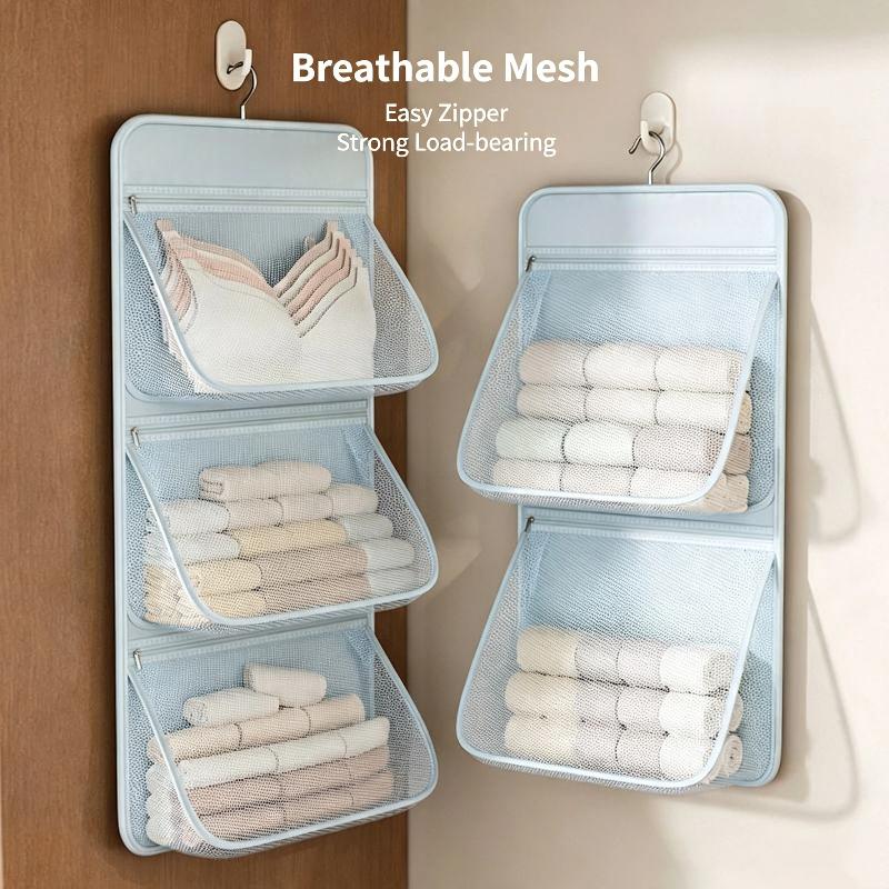 Hanging Closet Organizer Breathable Mesh Pockets Large Capacity For Underwear Socks Bras Small Wardrobe Items