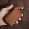 Universal Retro Crazy Horse Leather Key Case, Large Capacity Double Layer for Car & Home Keys