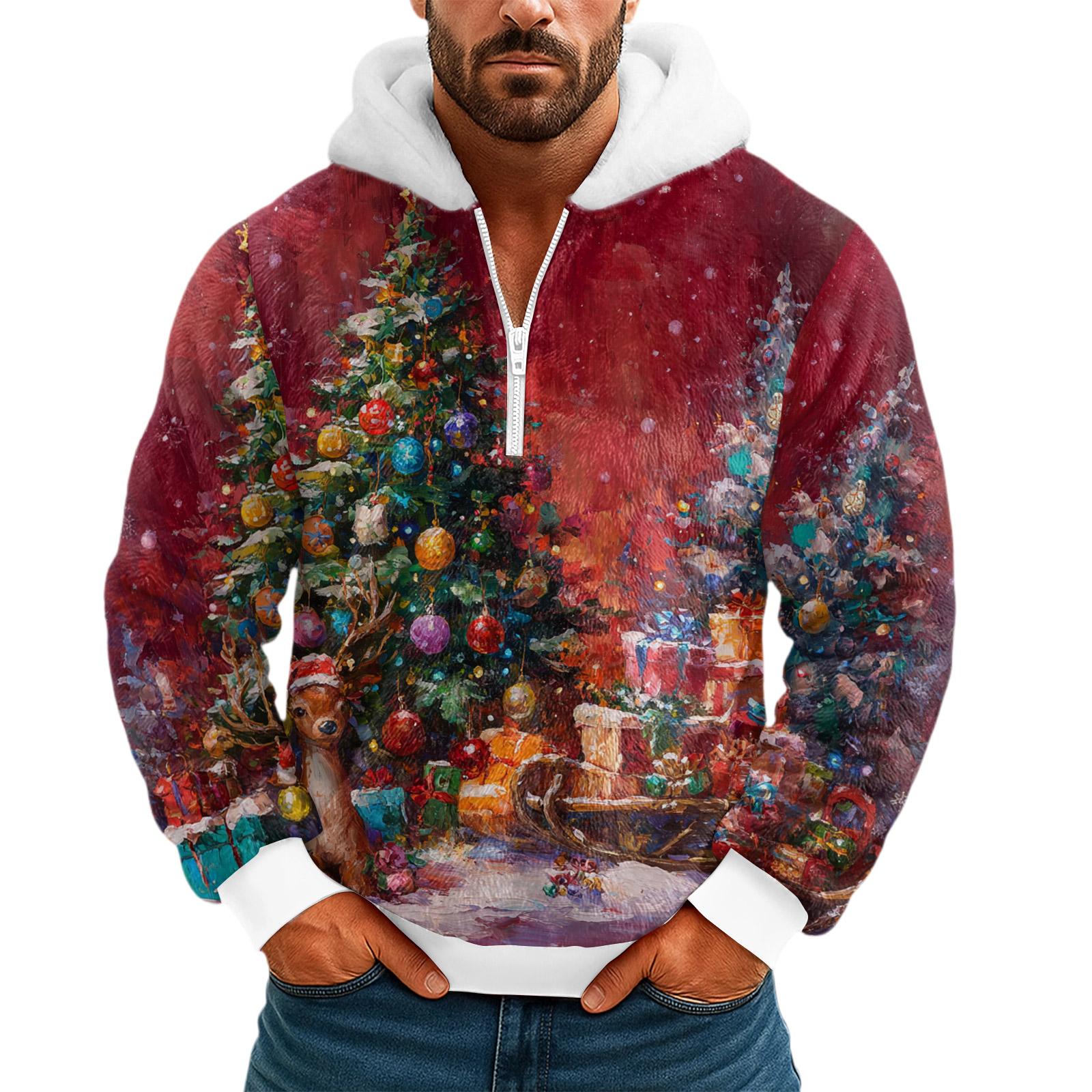 

Мужская Повседневная Толстовка с Капюшоном на Половину Молнии XXL киноварь