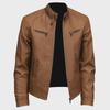 Men's Trendy PU Leather Motorcycle Jacket with Stand Collar - American & British Style