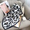 Atmospheric Coffee Leopard Print Cotton and Linen Small Square Scarf Silk Scarf Women's Spring and Summer New Relaxed Wearing Scarf Decorative Scarf