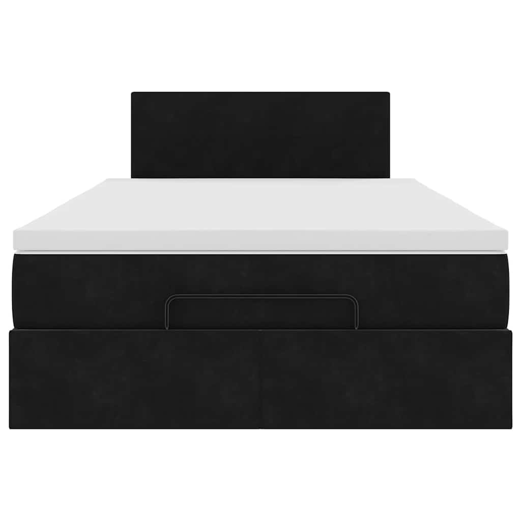 Ottoman Bed with Mattress Black 120x190 cm Velvet