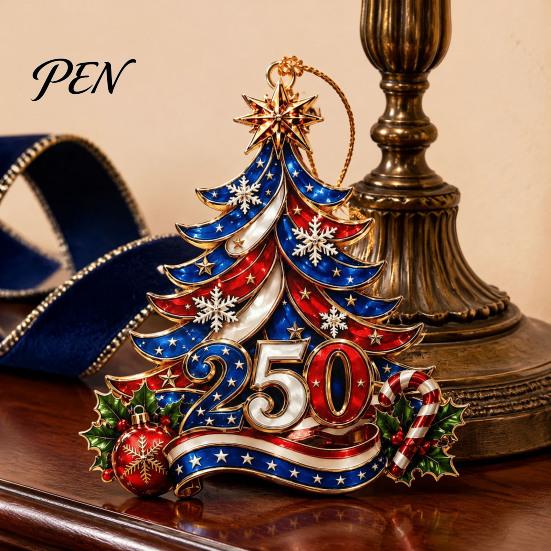 Customized Seasonal Ornaments 250 Anniversary USA Christmas Tree Ornament, 2D Acrylic 1776-2026 250th Holiday Commemorative Gifts Hanging Decoration,