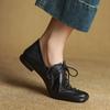 Fashion Size 34-40 Retro Low Heel Shoes for Women Real Leather Lace-Up Low Heels Shoes Vintage Spring 2025 New Office Lady Daily Dress