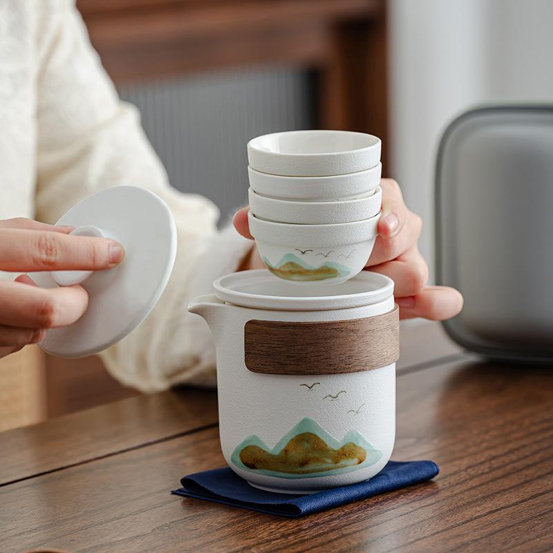 Light luxury merchandise Aoyama Flying Bird Hand Grab Pot Tea Set Souvenir Business Small Gifts Kuaike Cup