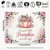 2D Floral Pumpkin Baby Shower Backdrop, Watercolor Pink Rose Pumpkin Party