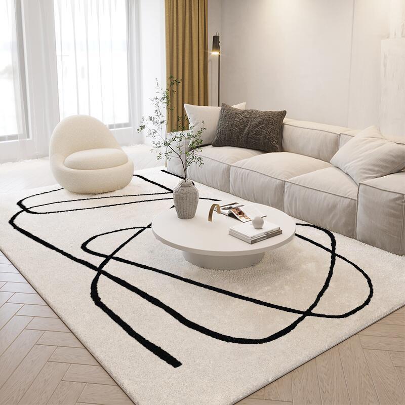 Creative Line Design of Wear-resistant and Anti-slip Carpet for Soft Plush Living Room and Bedroom Home Decoration