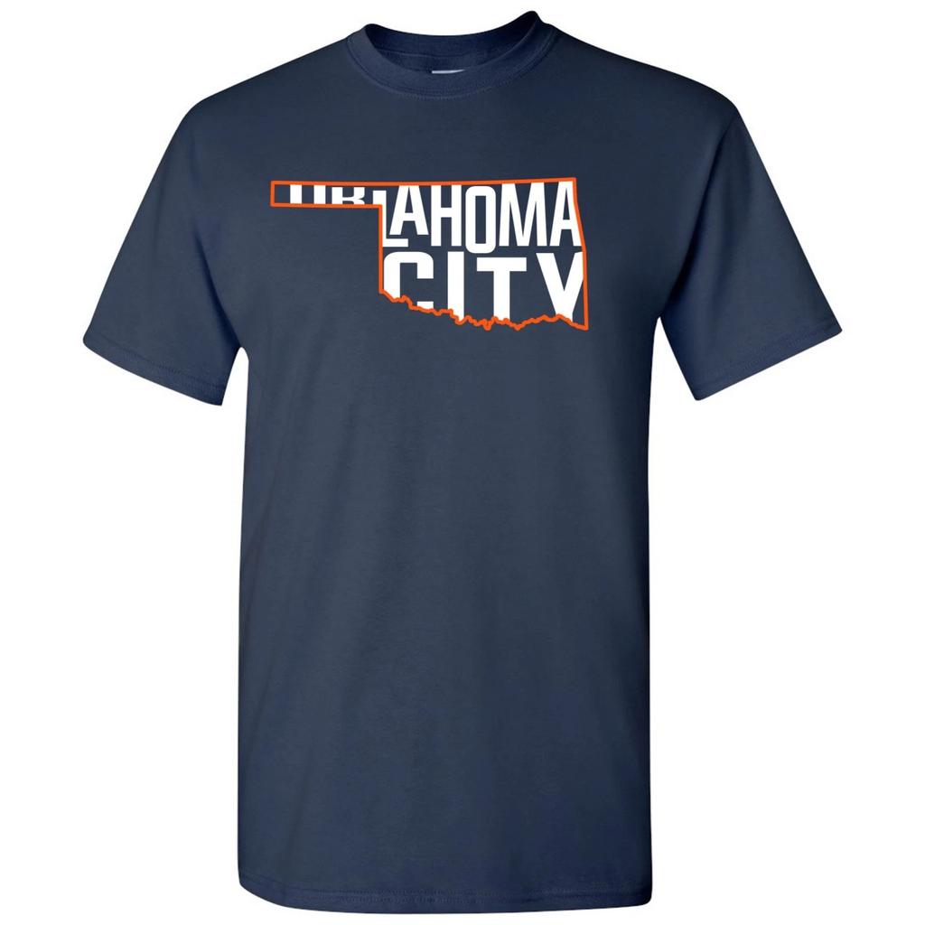 Oklahoma City Basketball Zarys Stanu - Koszulka z Drużyną Sportową z Rodzinnego Miasta - Granatowy