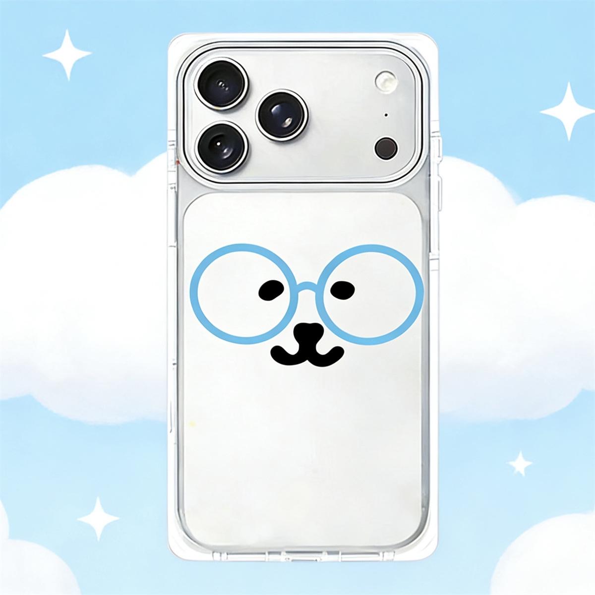 

Crystal Square Cartoon Expression Phone Case for iPhone 15/16/17 Pro Max 16