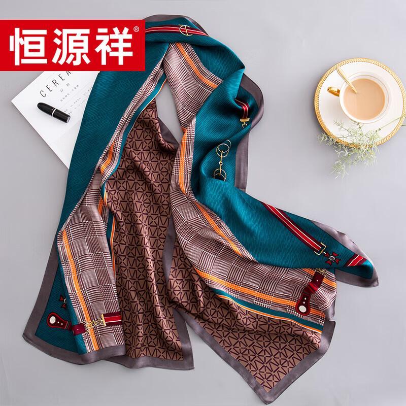 Hengyuanxiang 100% Mulberry Silk Patterned Long Scarf