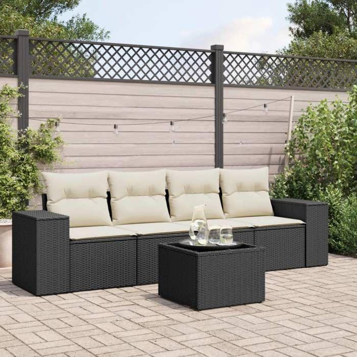 VidaXL Garden Lounge Set with Cushions 5 Pcs, Patio Sofas, Patio Furniture Set, Outdoor Furniture, Black 3254623
