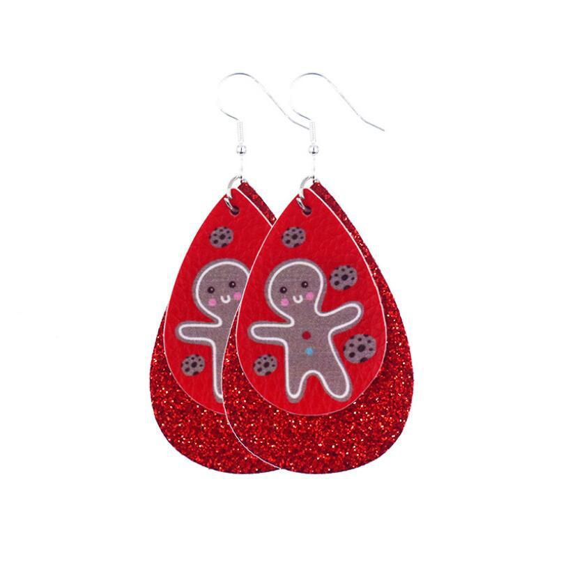 2020 New Double-Layer Leather Christmas Earrings