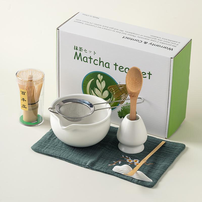 4/5/7/8pcs Traditional Matcha Set Bamboo Whisk Ceramic Tea Bowl Japanese Tea Making Tools Home Kitchen Gift for Tea Lovers