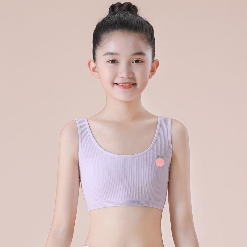 8-16 Years Girls' Cotton Bandeau, Puberty Developmental Camisole with Spaghetti Straps, Training Bra for Primary & Junior High School Students