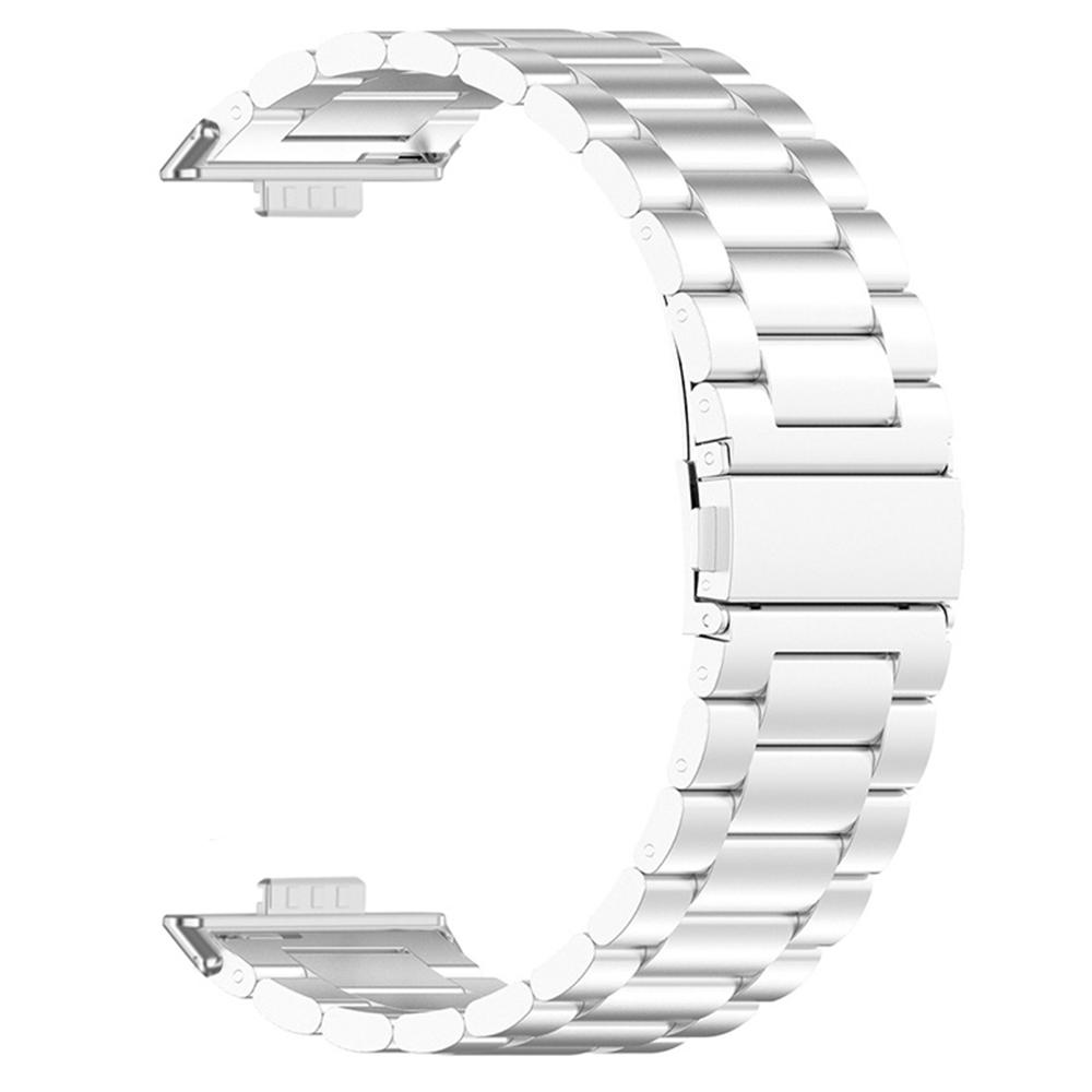 For Huawei Watch Fit 3 Band with Dual Press Buckle,3-Bead Steel Wrist Strap