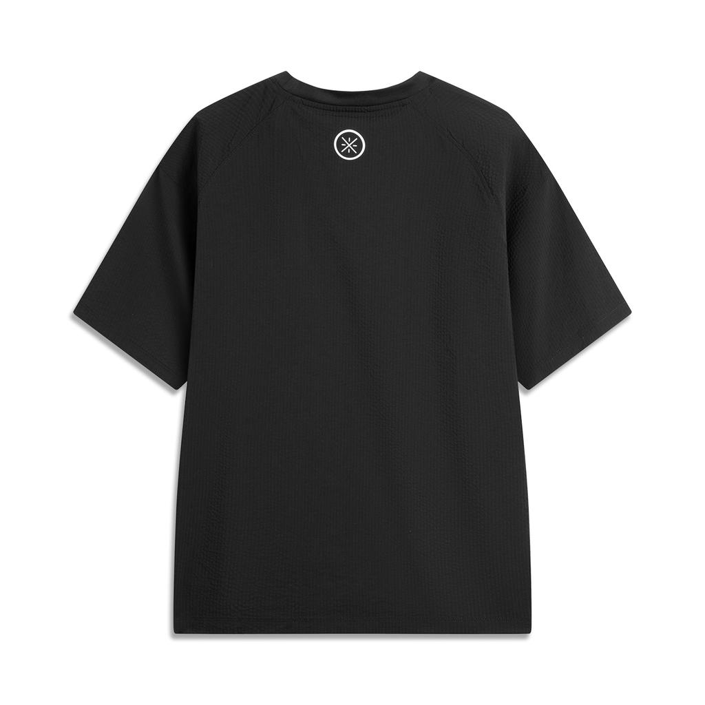 Li Ning Wade Series Sports Casual Simple Solid Color Round Neck Pullover Loose Short Sleeve T-Shirt Men T-Shirt Black ATSV013-1