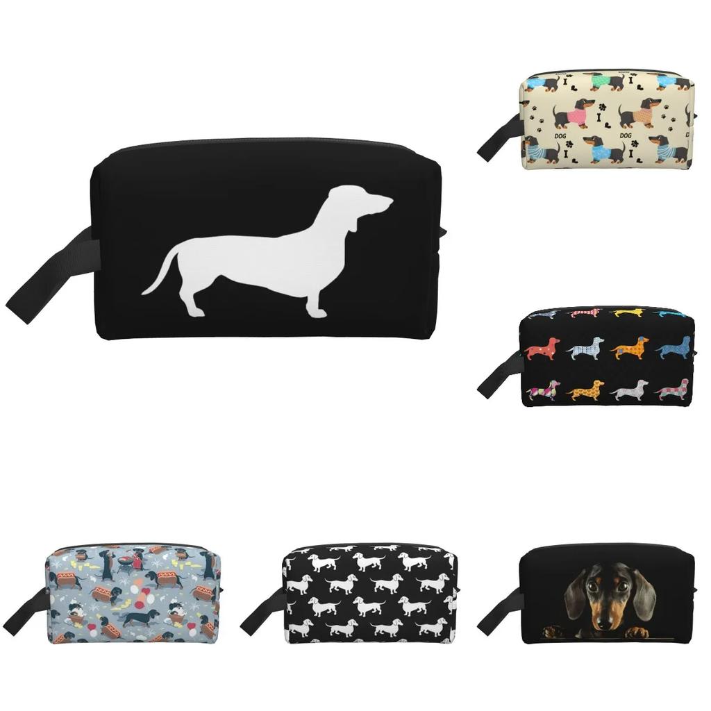 Niedliche Dackel Reise-Kosmetiktasche für Damen Große Make-up-Tasche Wasserdichter Toilettenartikel-Zubehör-Organizer für Damen Mädchen