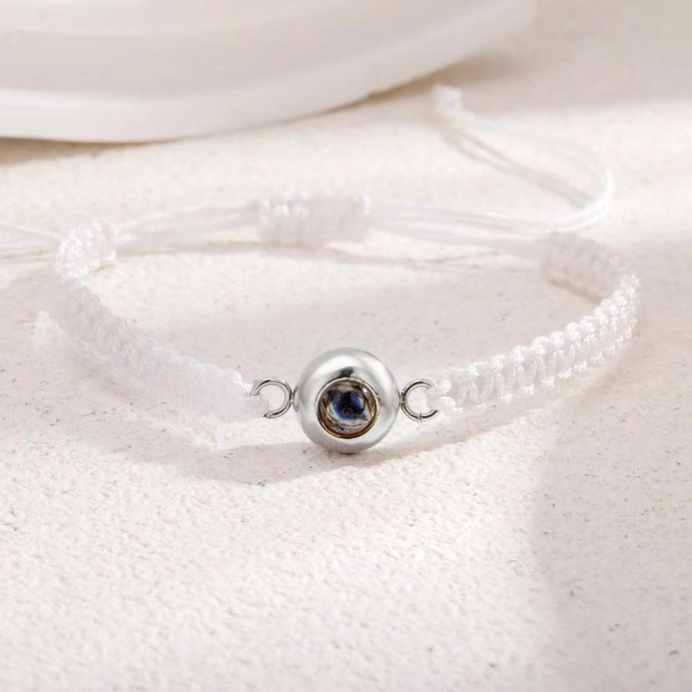 Stainless Steel Bubble Bracelet with 100 Language Projection for Couples