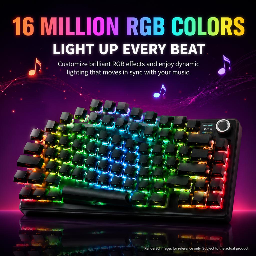 Aula F75 Max/F75 Mechanical Keyboard Custom 75% Layout RGB Backlight Wireless Bluetooth Gaming Keyboard With Screen And Knob