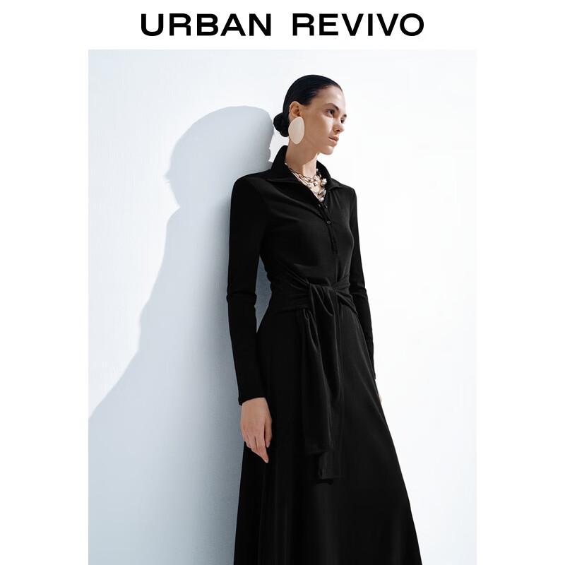 UR Women's Casual Half-Placket Belted Maxi Dress