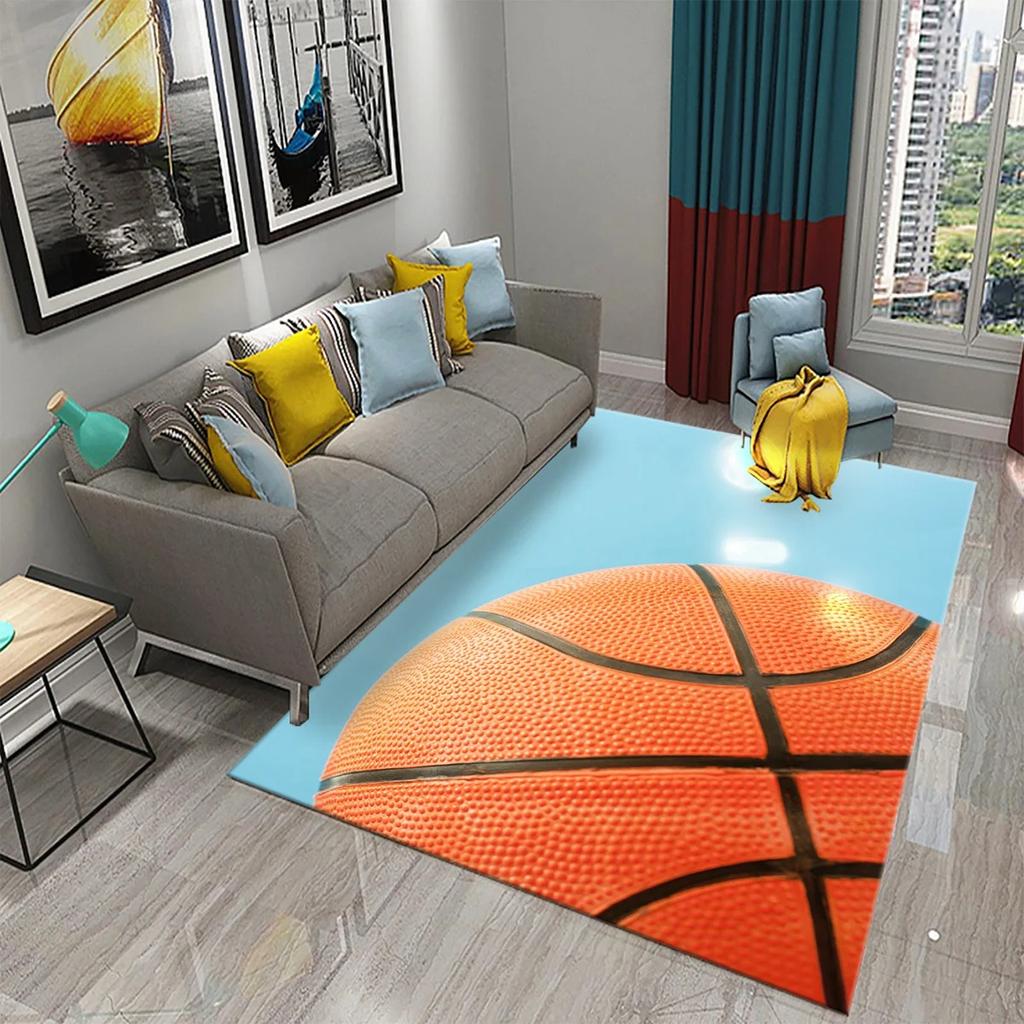 Basketball Pattern Carpet Teen Boys Playroom And Living Room Sofa Non-Slip Floor Decor