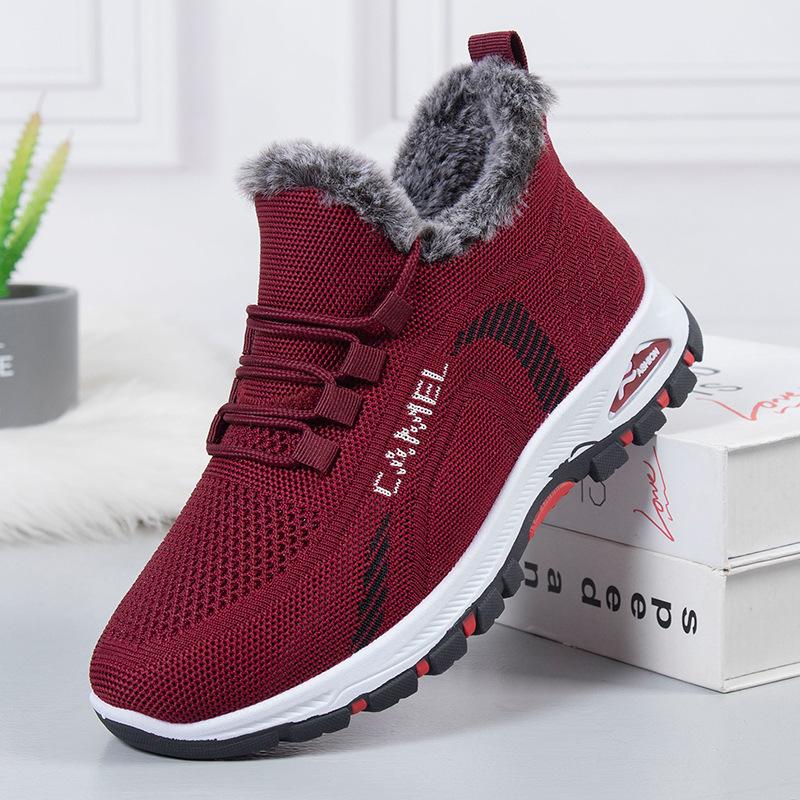 

2025 новая хлопковая обувь женская модная повседневная бархатная утолщенная теплая женская хлопковая обувь для среднего и пожилого возраста мамина хлопковая обувь 36 красный