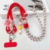 Two-In-One Multi-Functional Mobile Phone Lanyard With A Long Slanting Rope And Rotating Heart-Shaped Flower Pendant Phone Charm