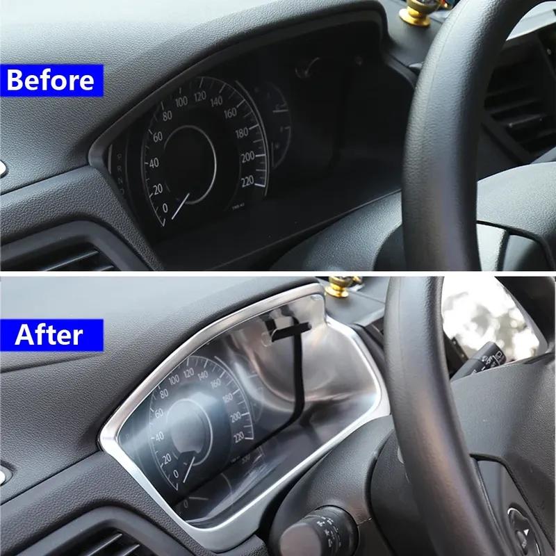 For 2012-2016 Honda CR-V 2013 2014 2015 CRV Matte Chrome Center Control Dashboard Frame Gauge Panel Cover Trim Car Styling