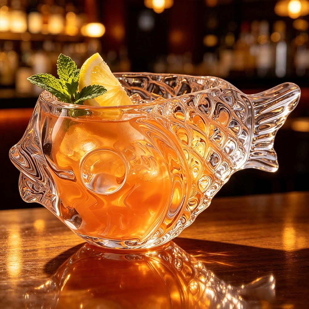 Transparent Fish-shaped Glass 3D Wine Glass Unique Pufferfish-shaped Glass Cup  Home Bar