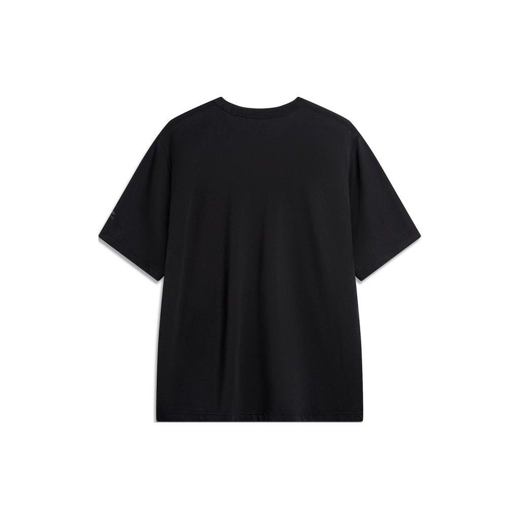 Li-Ning Sports Lifestyle Series Letter Pattern Printed Sweat-Absorbing Round Neck Short Sleeve Drop Shoulder T-Shirt Men T-Shirts Black AHSU295-3
