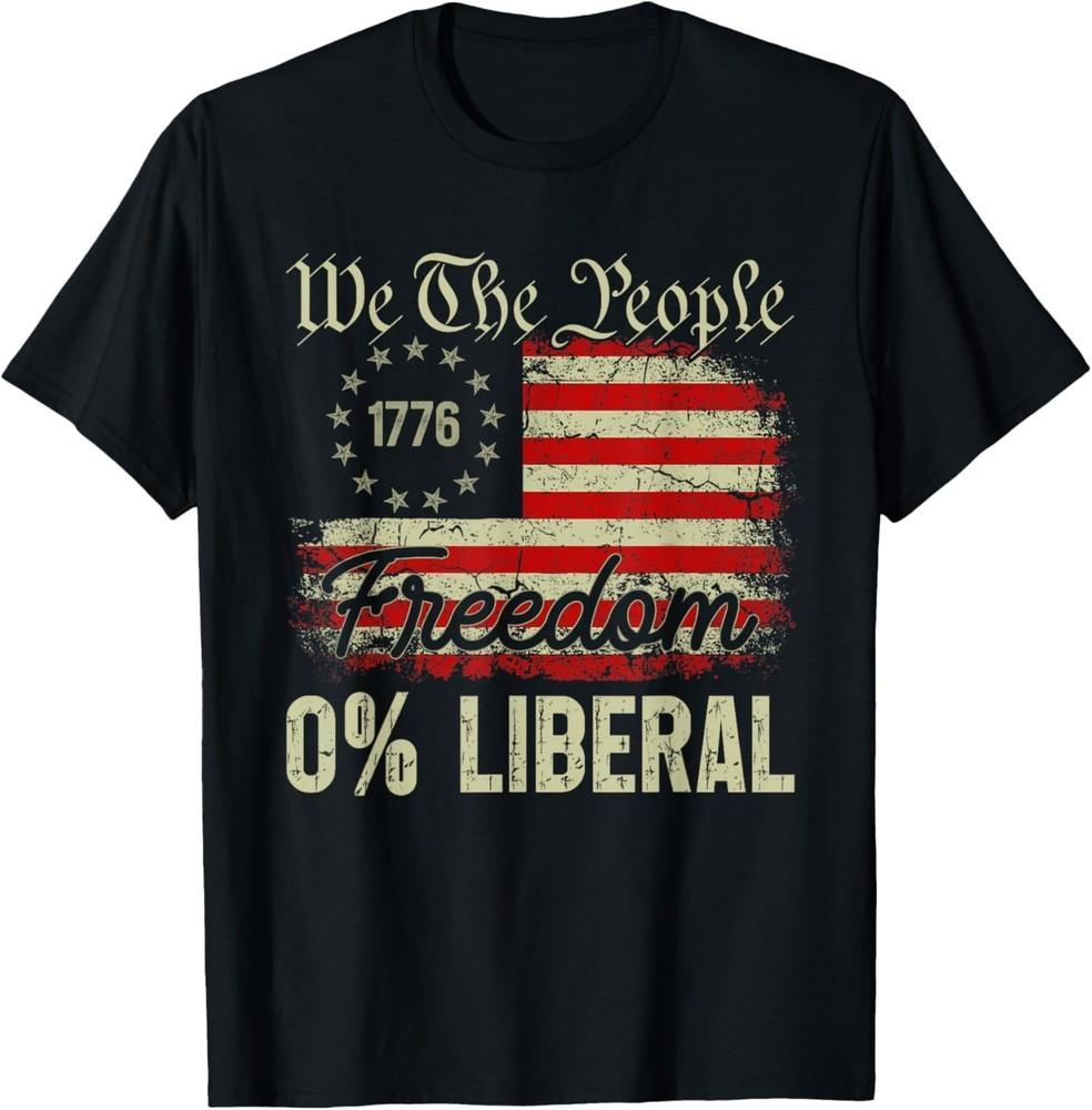 0% Liberal 100% American Zero Percent Liberal US Flag Retro T-Shirt 2XL