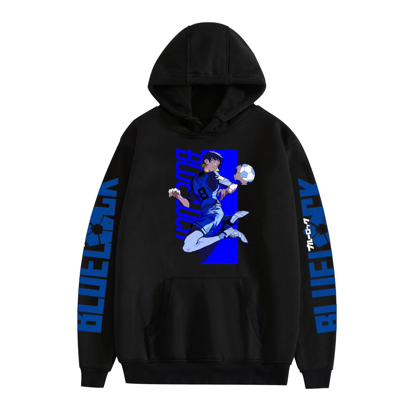 BLUE LOCK Anime Hoodie Student Sweatshirt Long Sleeve Men Women Hoodies Harajuku Streetwear Pullovers Fashion Clothes XS чёрный