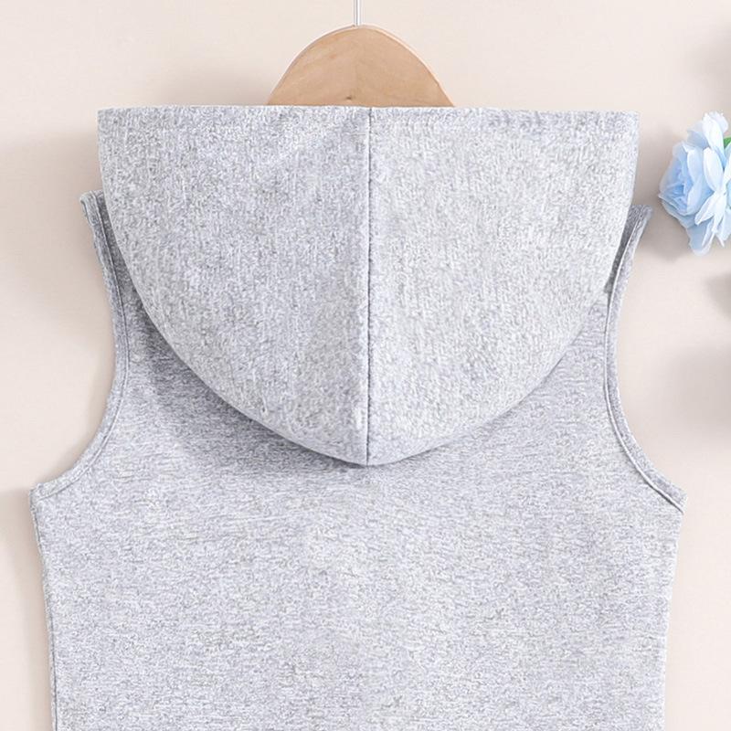 2024 Summer Children Clothes Letter Printed Hooded Sleeveless Sweater Dress Girls Casual Sports  Dresses