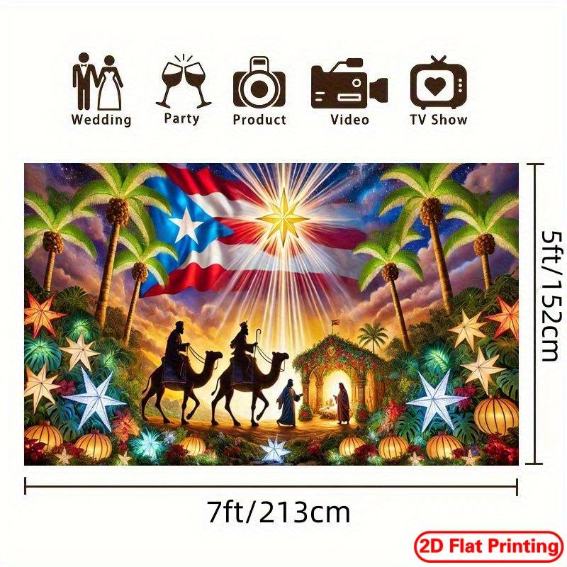 1Pcs Puerto Rican Flag Christmas Decoration Background Winter Backdrop For Photo Studio Photo Booth Party