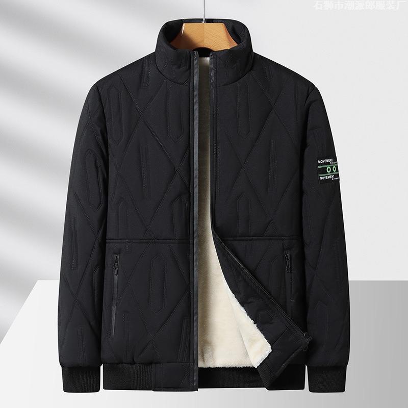 New men's autumn and winter velvet cotton-padded jacket trendy fashion thickened cotton clothes couple baseball collar jacket