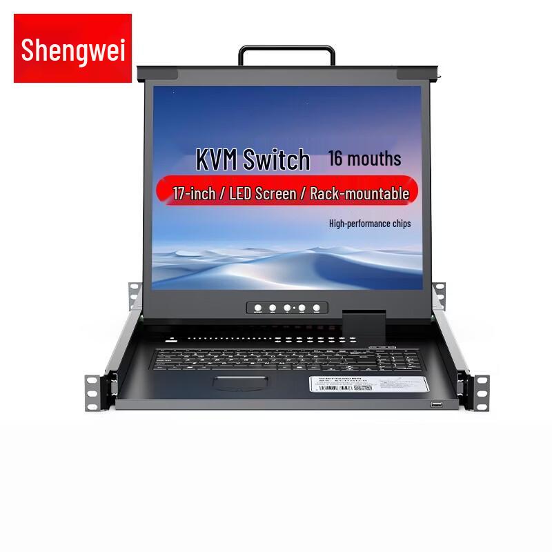Shengwei 16-Port VGA KVM Switch with 17-inch Foldable LED Console