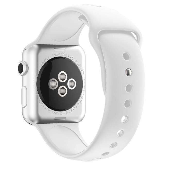 Armband kompatibel Apple Watch 38mm 40mm 41mm Serie 8 7 6 5 4 3 2 1 SE - Größe S - Weiches Weißes Silikon Phonillico®