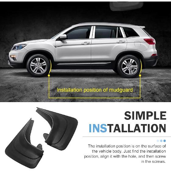 2 PCS Mud Flaps, Tire Rear Trim, 8.27 X 12.6In Splash Guards Accessories, Universal Guards Auto Car (Black)