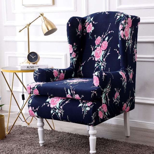 Sell -Nordic 2pc /Set Arm King Back Sofa Chair Cover Elastic Armchair Wingback Wing Dining Sofa Back Chair Cover Stretch Protector