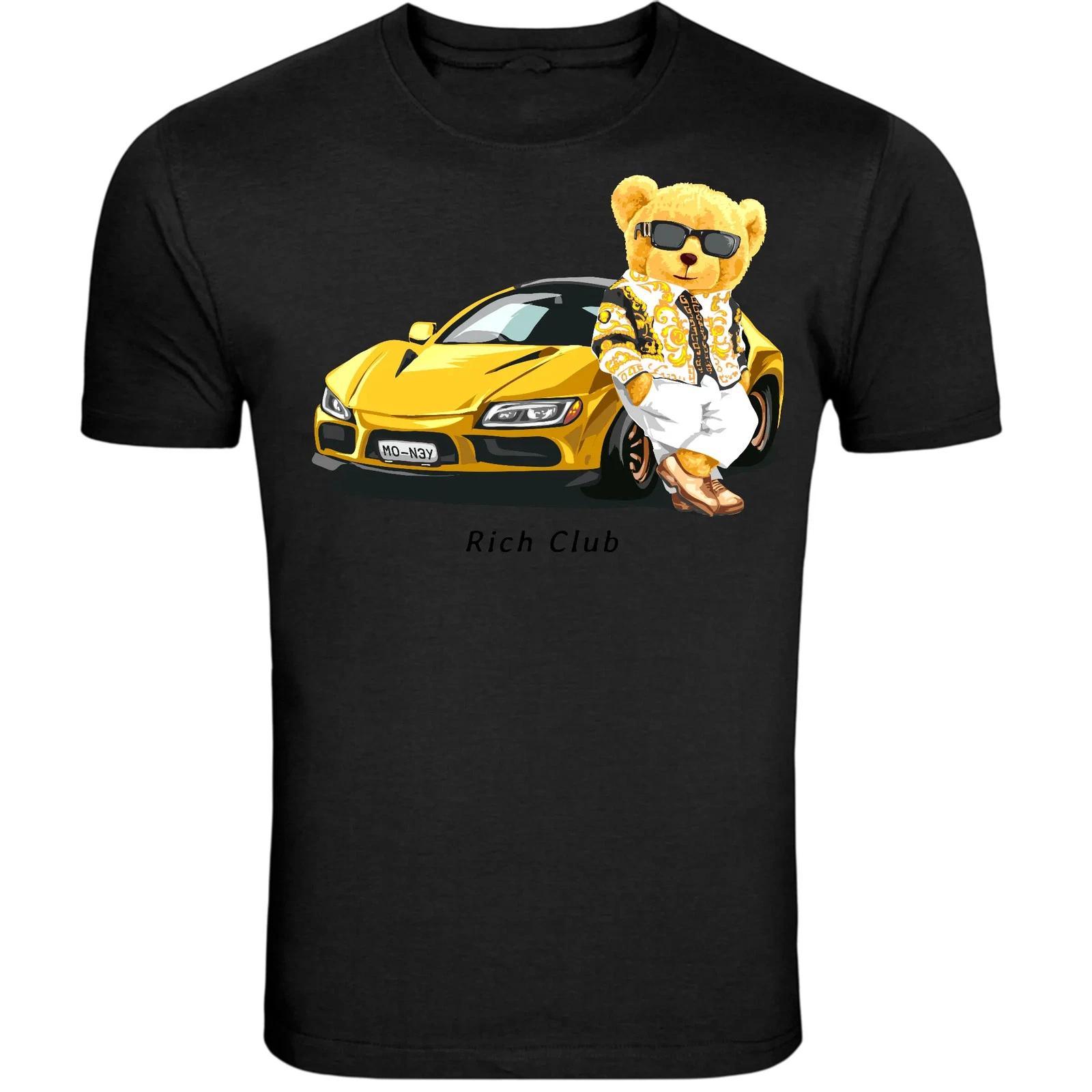 Rich Club Teddy Bear Luxury Car T-Shirt - Stylish Bear Lifestyle L