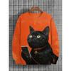 Ski Cycling Cat 3D Print Hoodies for Women Animal Astronauts Pattern Long Sleeved Sweatshirt Autumn Oversized Round Neck Pullovers