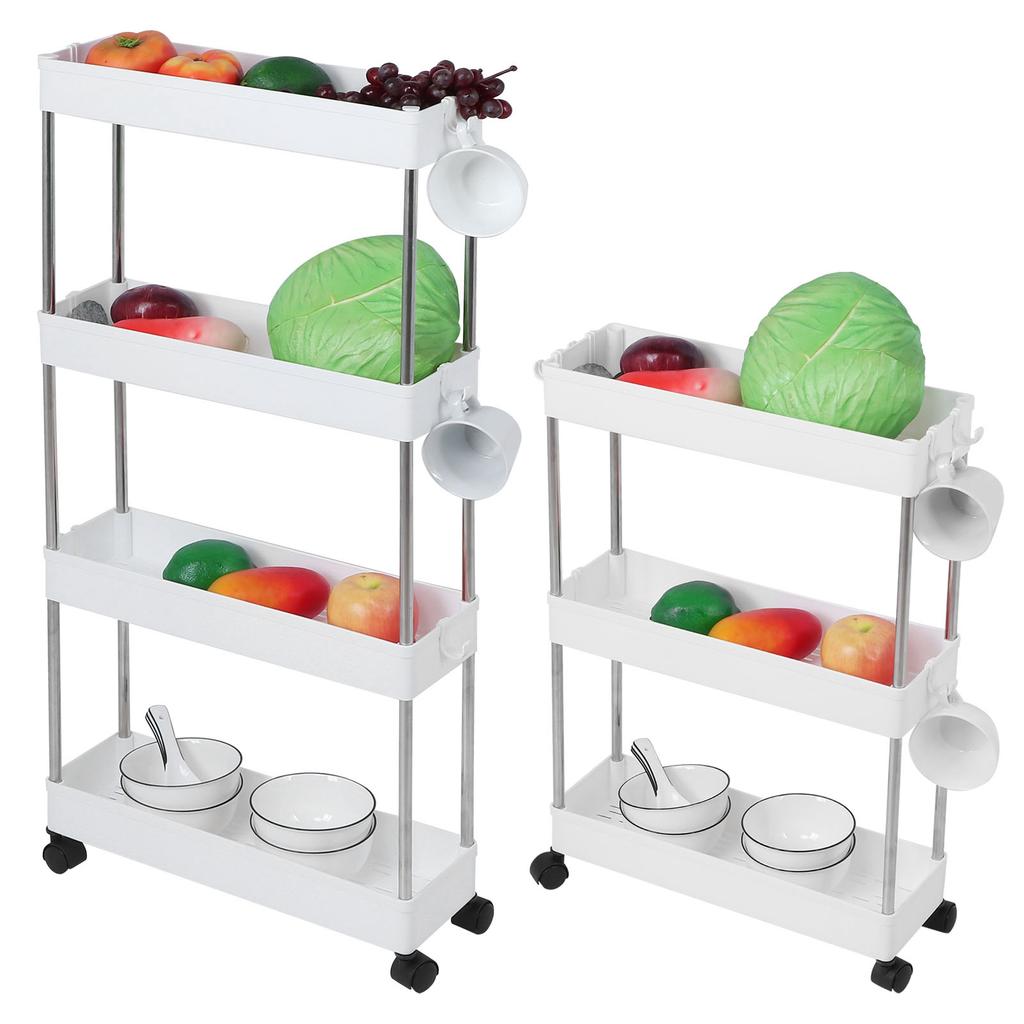 Multilayer Slim Storage Cart Mobile Shelving Unit Organizer Storage Rack for Kitchen Bathroom Laundry Rolling Cart Serving Cart