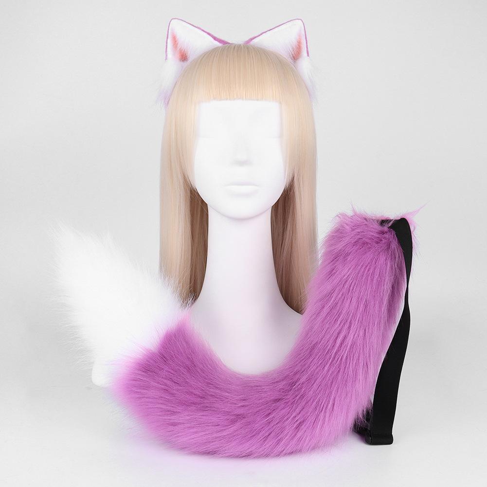 Plush Simulation Cat Ears Cat Tail Cosplay Cat Set Handmade Animal Ears Headband Tail Comic Show Accessories