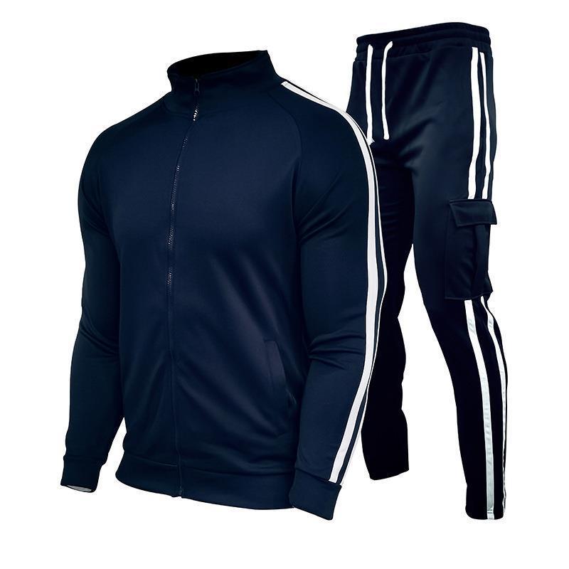 Outono inverno agasalho masculino zip up branco preto azul 2 peças conjuntos de roupas dos homens terno velo esporte moletom com capuz conjuntos de duas peças