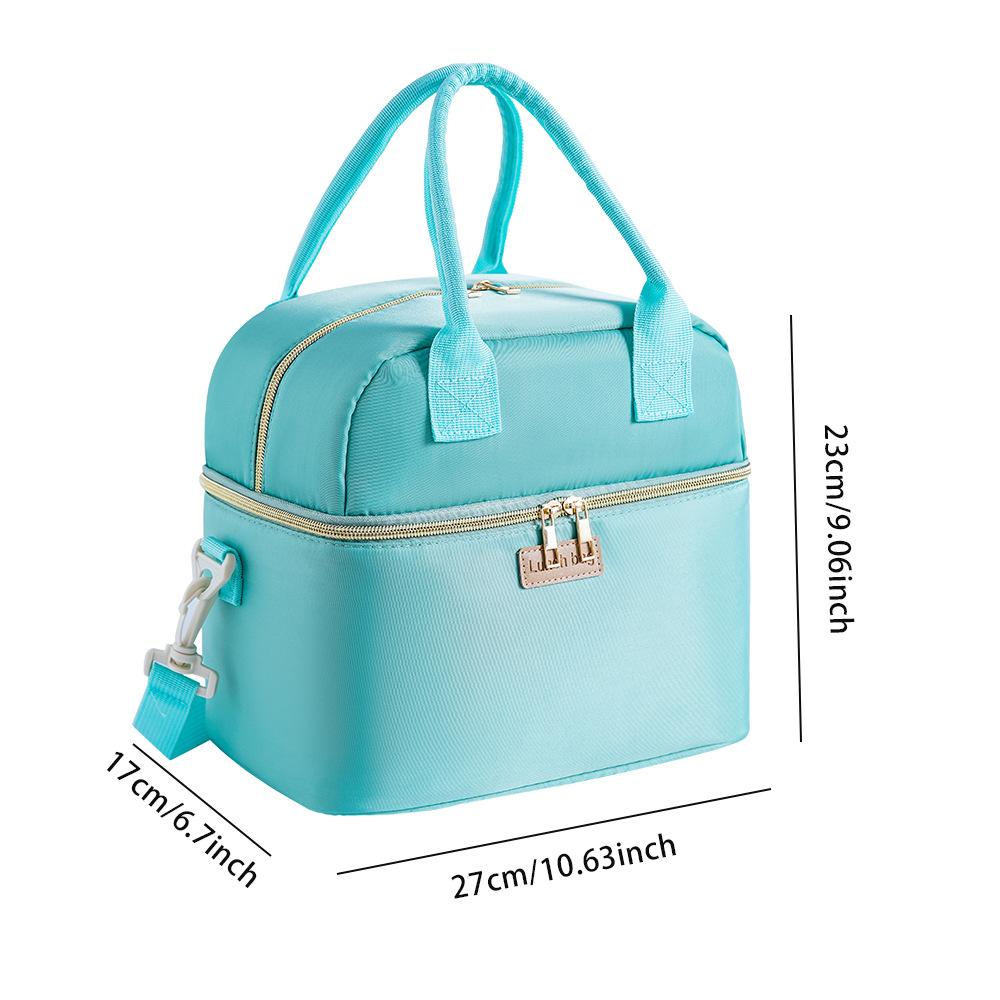 

Портативная двухслойная сумка для ланча, утолщенная водонепроницаемая термосумка, портативная студенческая сумка для ланча, термосумка для офисного работника зелёный