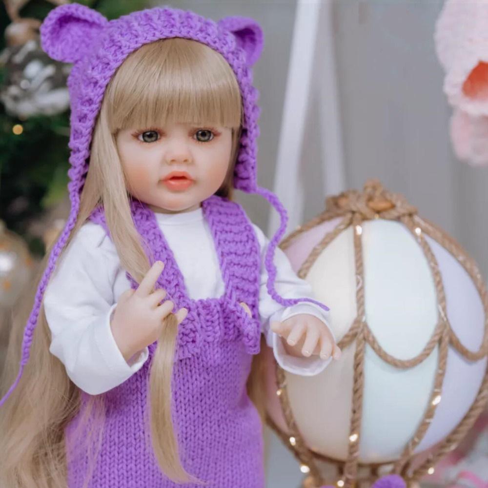 22'' 55cm Straight Leg Reborn Babies Dolls Betty Soft Silicone Full Body Girl Baby Dolls Real Like Handmade Pasted Long Hair Dress Up Toy for Kid Gift